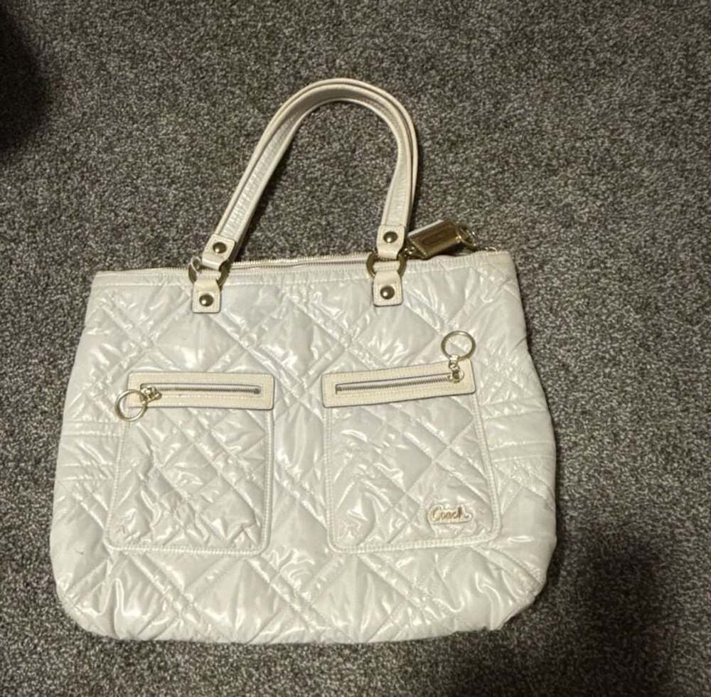Coach Quilted Nylon Tote Bag No. M0973-15878 White